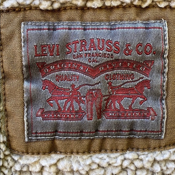 Levi's Shearling Sherpa Double Lined Hooded Neutral Military Utility Jacket XXLT - Picture 10 of 13